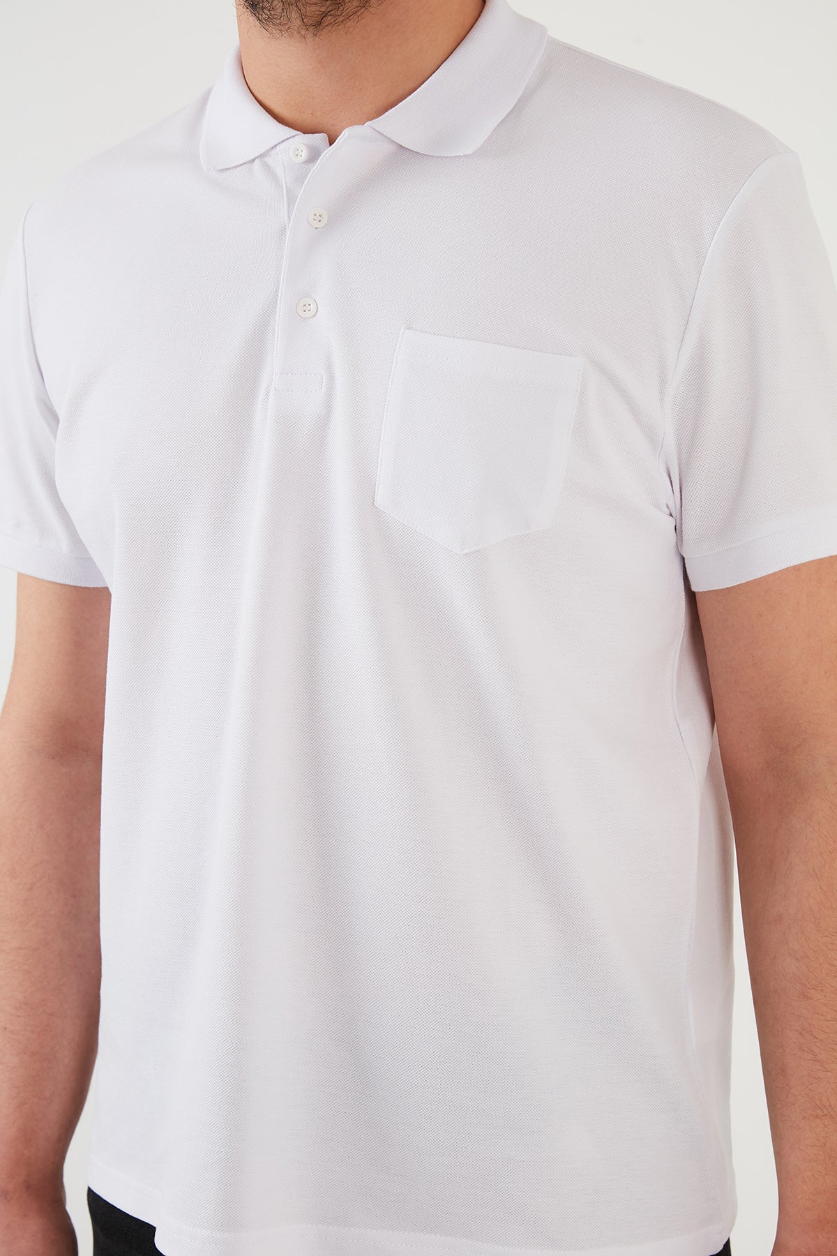 Buratti Büyük Beden % 100 Pamuk Düğmeli Erkek Polo T Shirt 59021271 BEYAZ