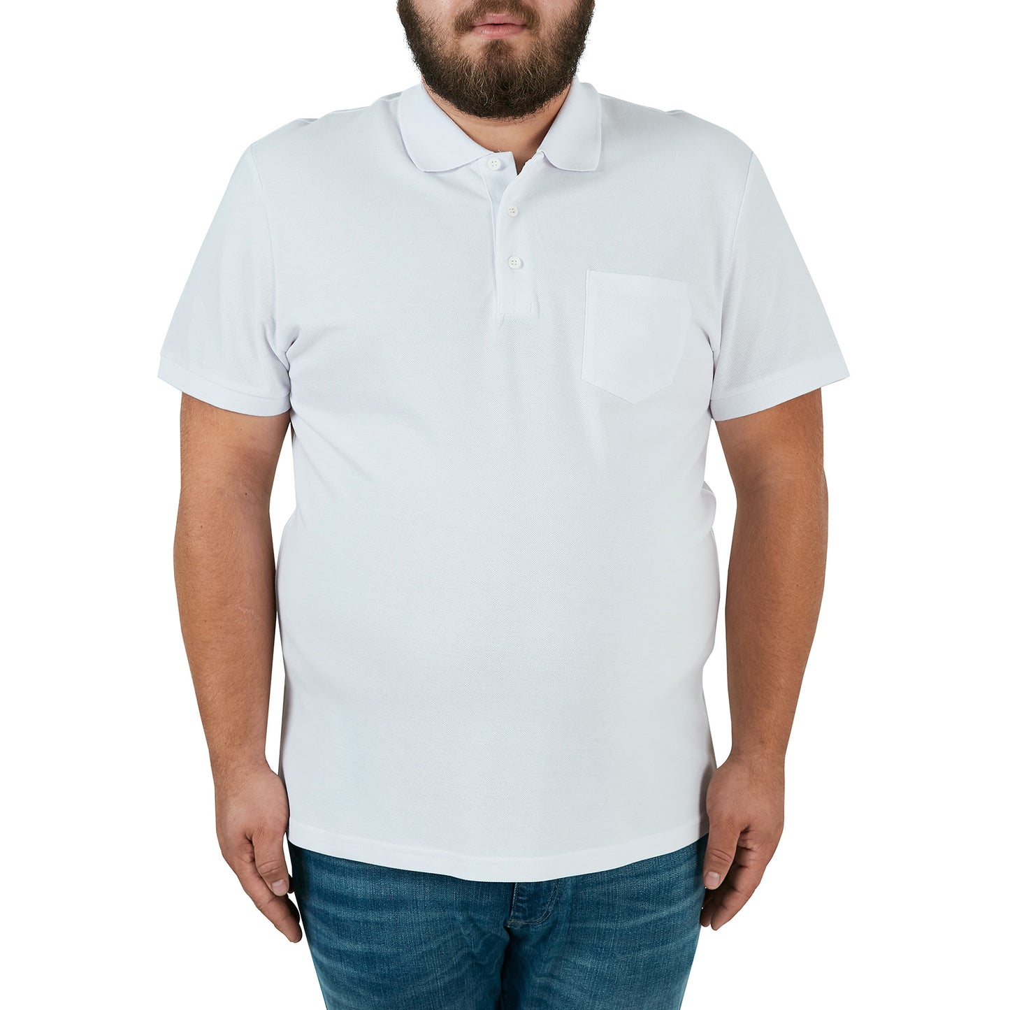 Buratti Büyük Beden % 100 Pamuk Düğmeli Erkek Polo T Shirt 59021271 BEYAZ