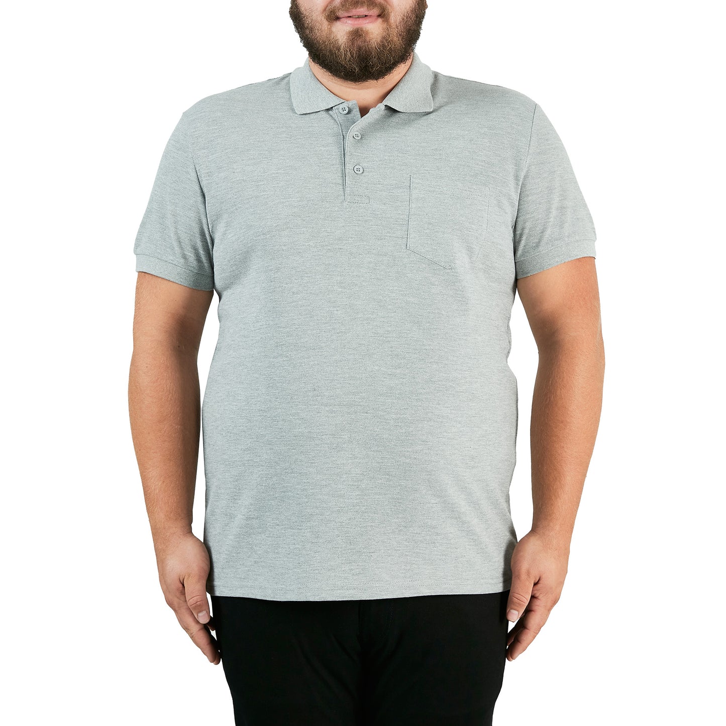 Buratti Büyük Beden % 100 Pamuk Düğmeli Erkek Polo T Shirt 59021271 GRİ MELANJ