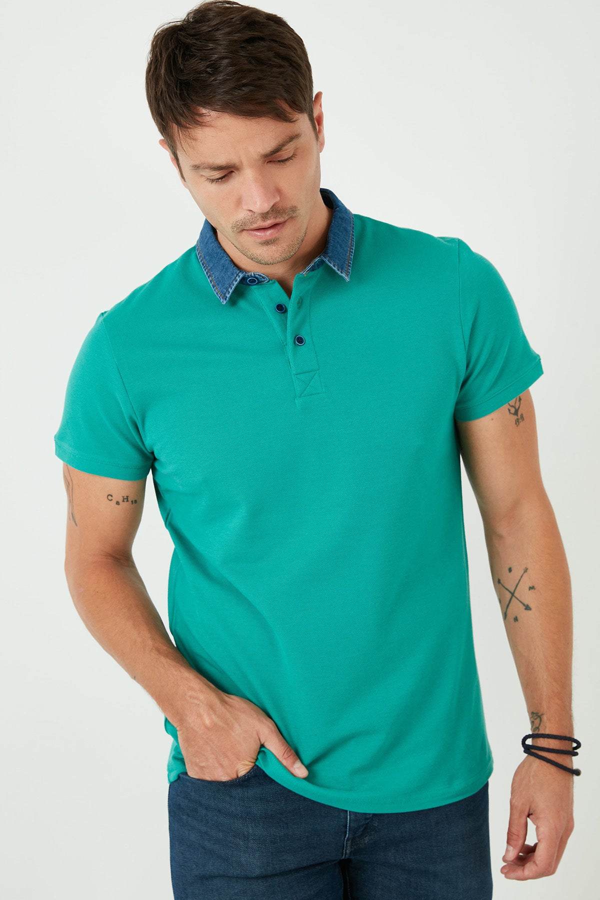 Buratti % 100 Pamuk Düğmeli Regular Fit Erkek Polo T Shirt 5902134 YEŞİL