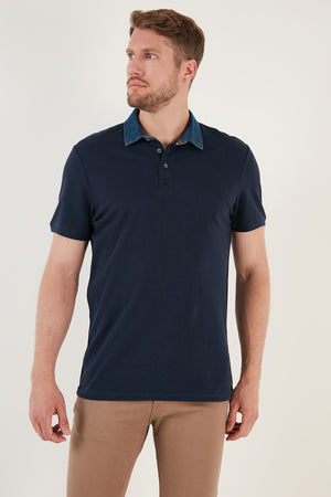 Buratti % 100 Pamuk Düğmeli Regular Fit Erkek Polo T Shirt 5902134 İNDİGO