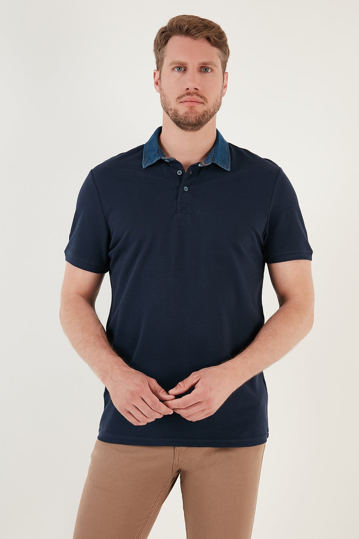 Buratti % 100 Pamuk Düğmeli Regular Fit Erkek Polo T Shirt 5902134 İNDİGO