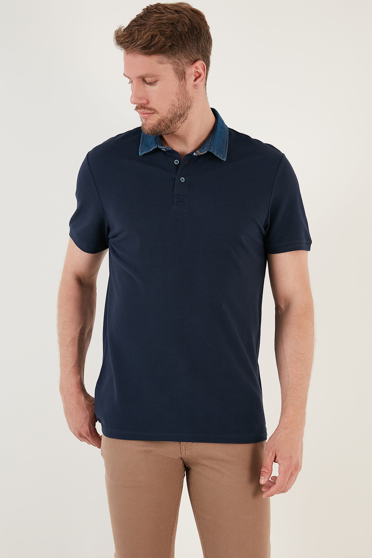 Buratti % 100 Pamuk Düğmeli Regular Fit Erkek Polo T Shirt 5902134 İNDİGO