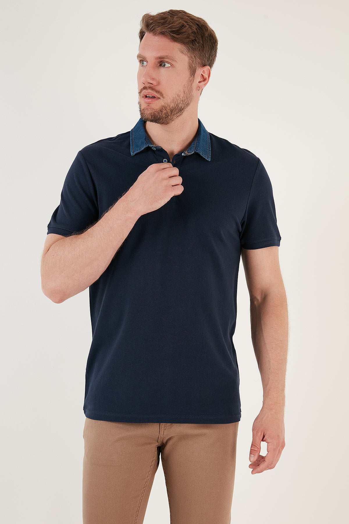 Buratti % 100 Pamuk Düğmeli Regular Fit Erkek Polo T Shirt 5902134 İNDİGO