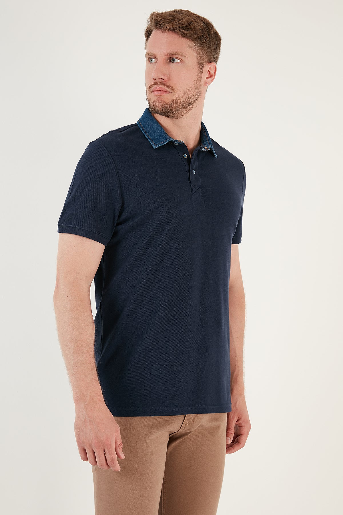 Buratti % 100 Pamuk Düğmeli Regular Fit Erkek Polo T Shirt 5902134 İNDİGO