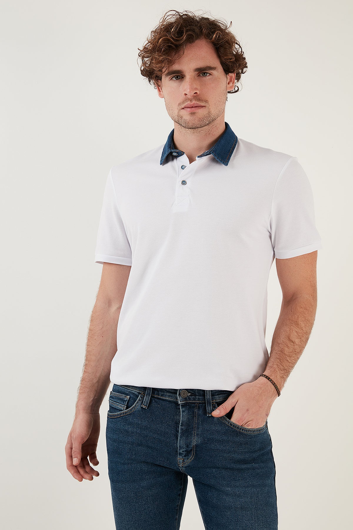 Buratti % 100 Pamuk Düğmeli Regular Fit Erkek Polo T Shirt 5902134 BEYAZ