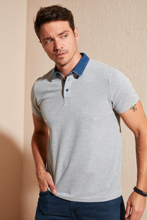 Buratti % 100 Pamuk Düğmeli Regular Fit Erkek Polo T Shirt 5902134 GRİ MELANJ