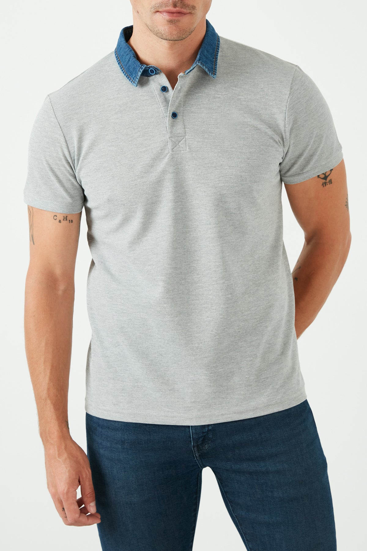 Buratti % 100 Pamuk Düğmeli Regular Fit Erkek Polo T Shirt 5902134 GRİ MELANJ