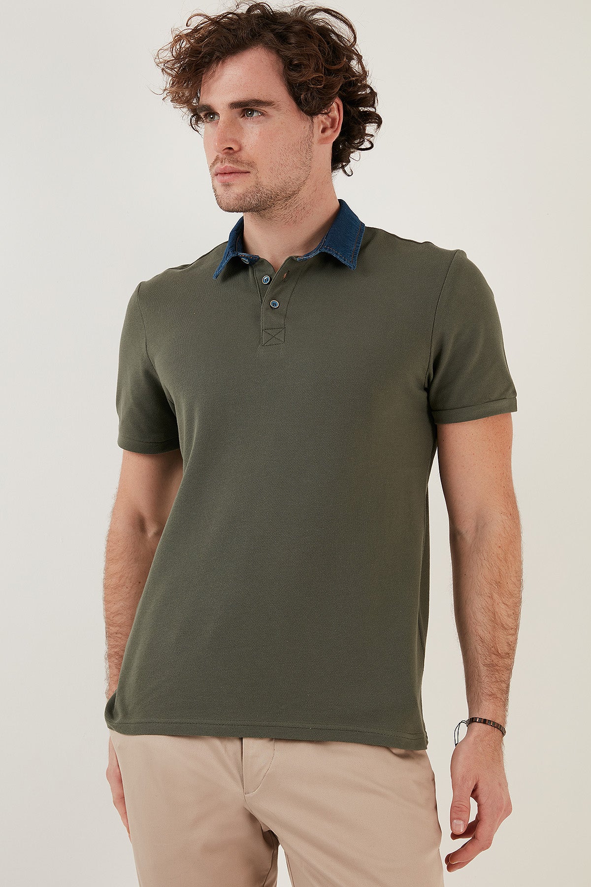 Buratti % 100 Pamuk Düğmeli Regular Fit Erkek Polo T Shirt 5902134 HAKİ