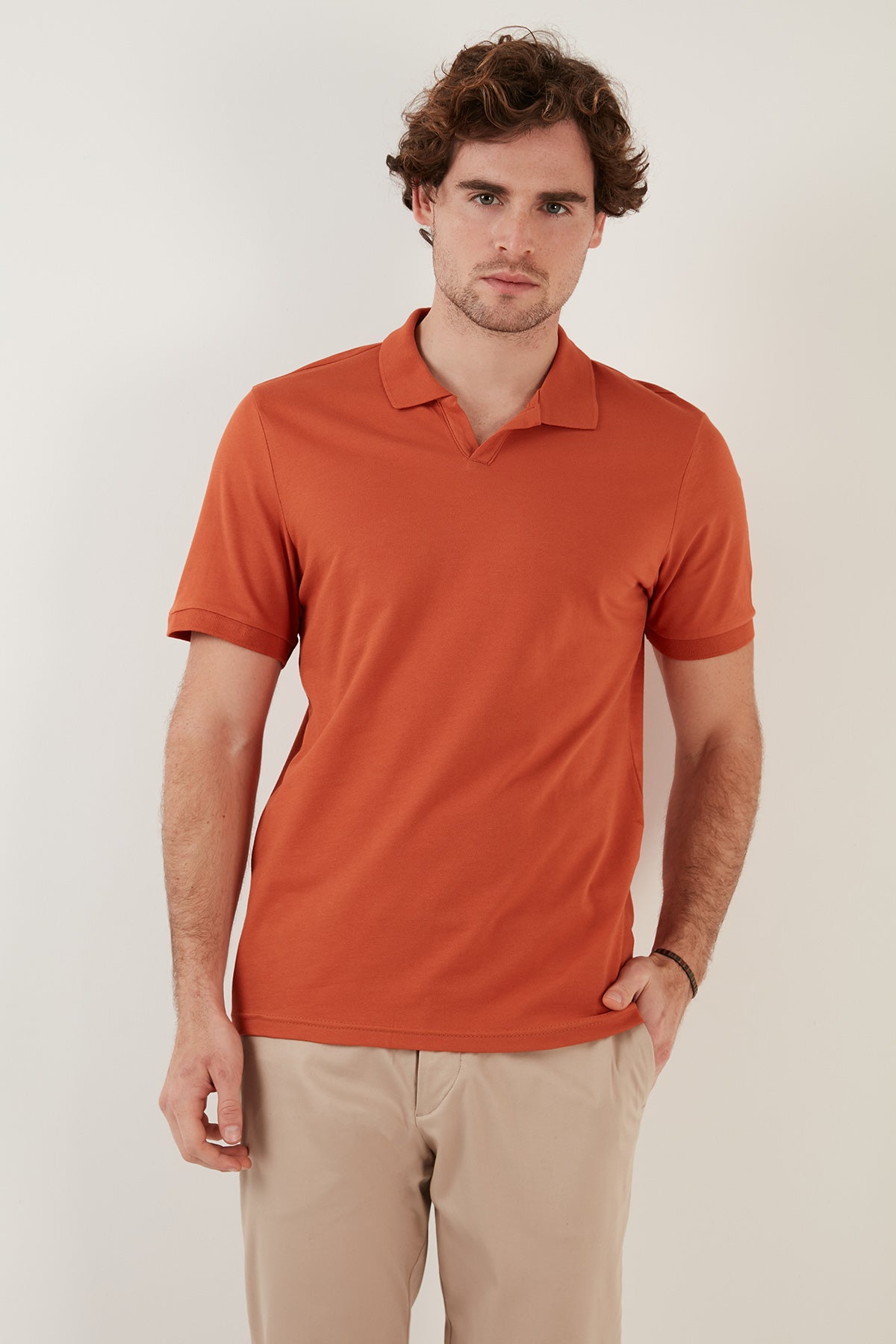 Buratti Slim Fit Pamuklu Erkek Polo T Shirt 5902141 Tarçın