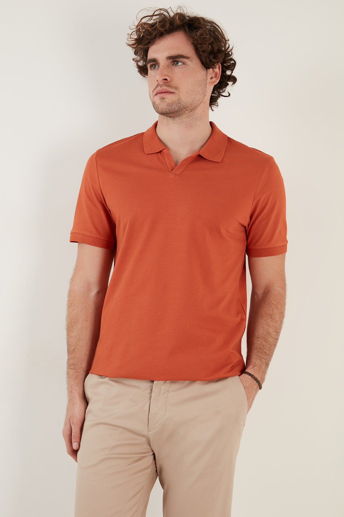 Buratti Slim Fit Pamuklu Erkek Polo T Shirt 5902141 Tarçın