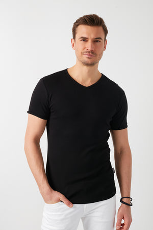 Buratti % 100 Pamuklu V Yaka Basic Erkek T Shirt 5902144 SİYAH