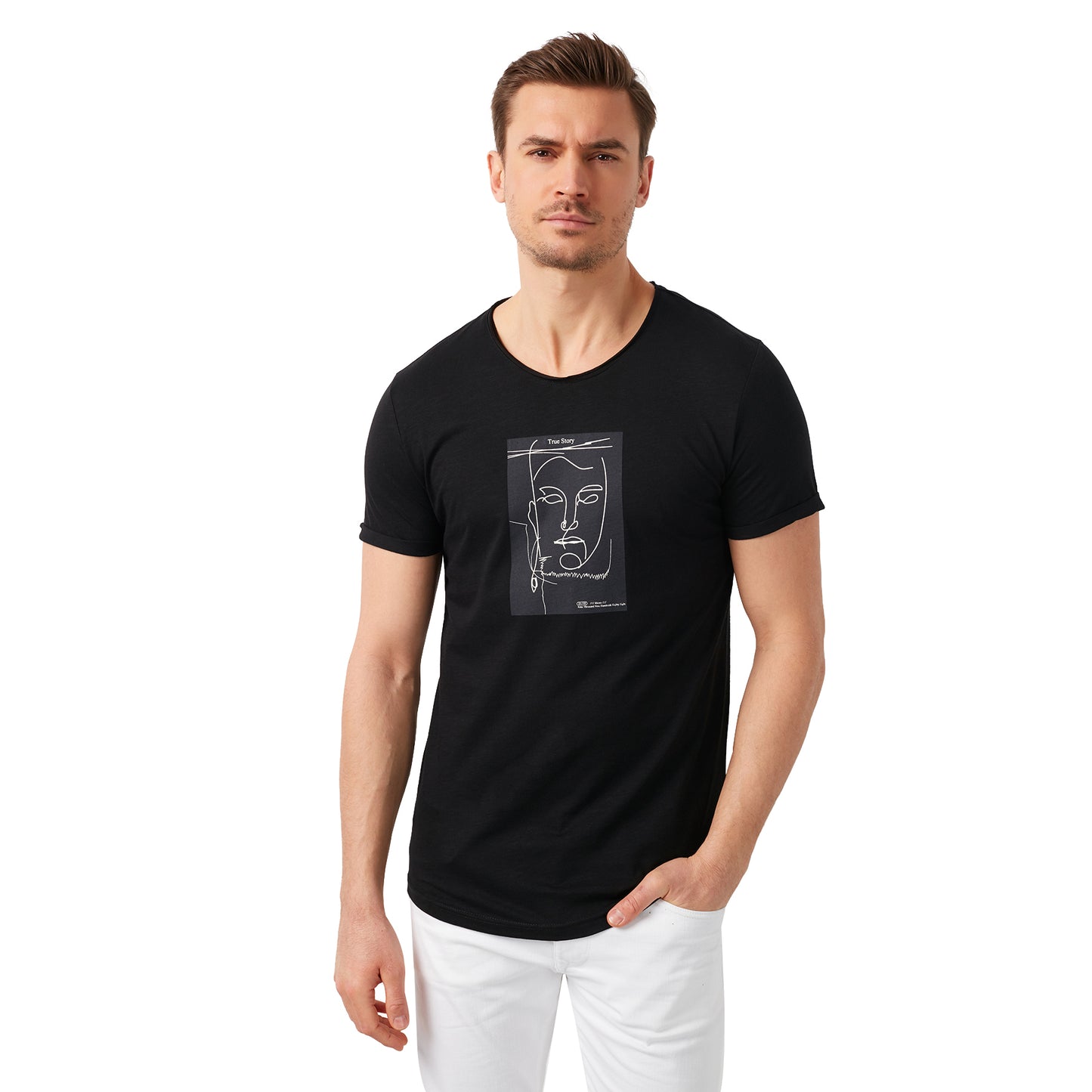 Buratti % 100 Pamuklu Baskılı Bisiklet Yaka Erkek T Shirt 5902181 SİYAH