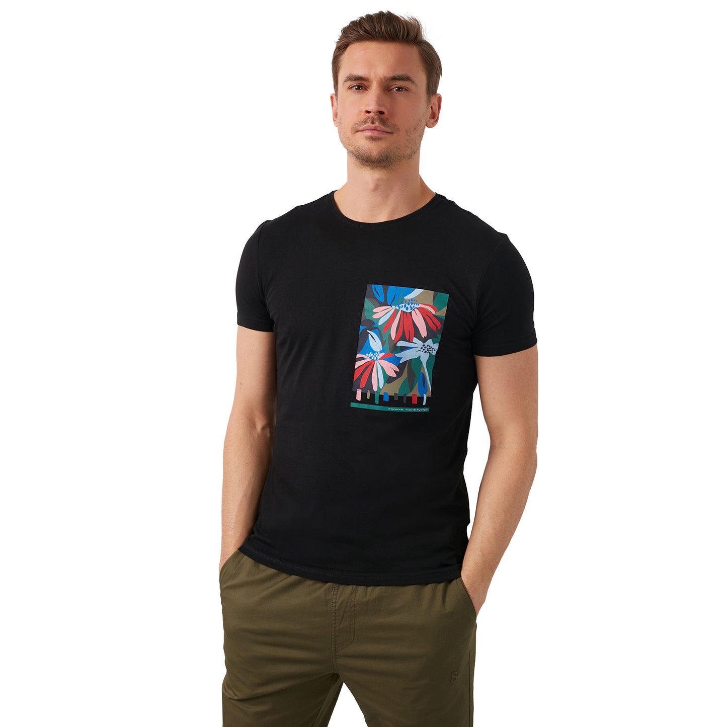 Buratti % 100 Pamuklu Baskılı Bisiklet Yaka Erkek T Shirt 5902188 SİYAH