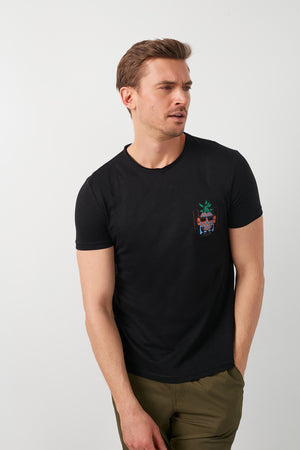 Buratti % 100 Pamuklu Baskılı Bisiklet Yaka Erkek T Shirt 5902264 SİYAH