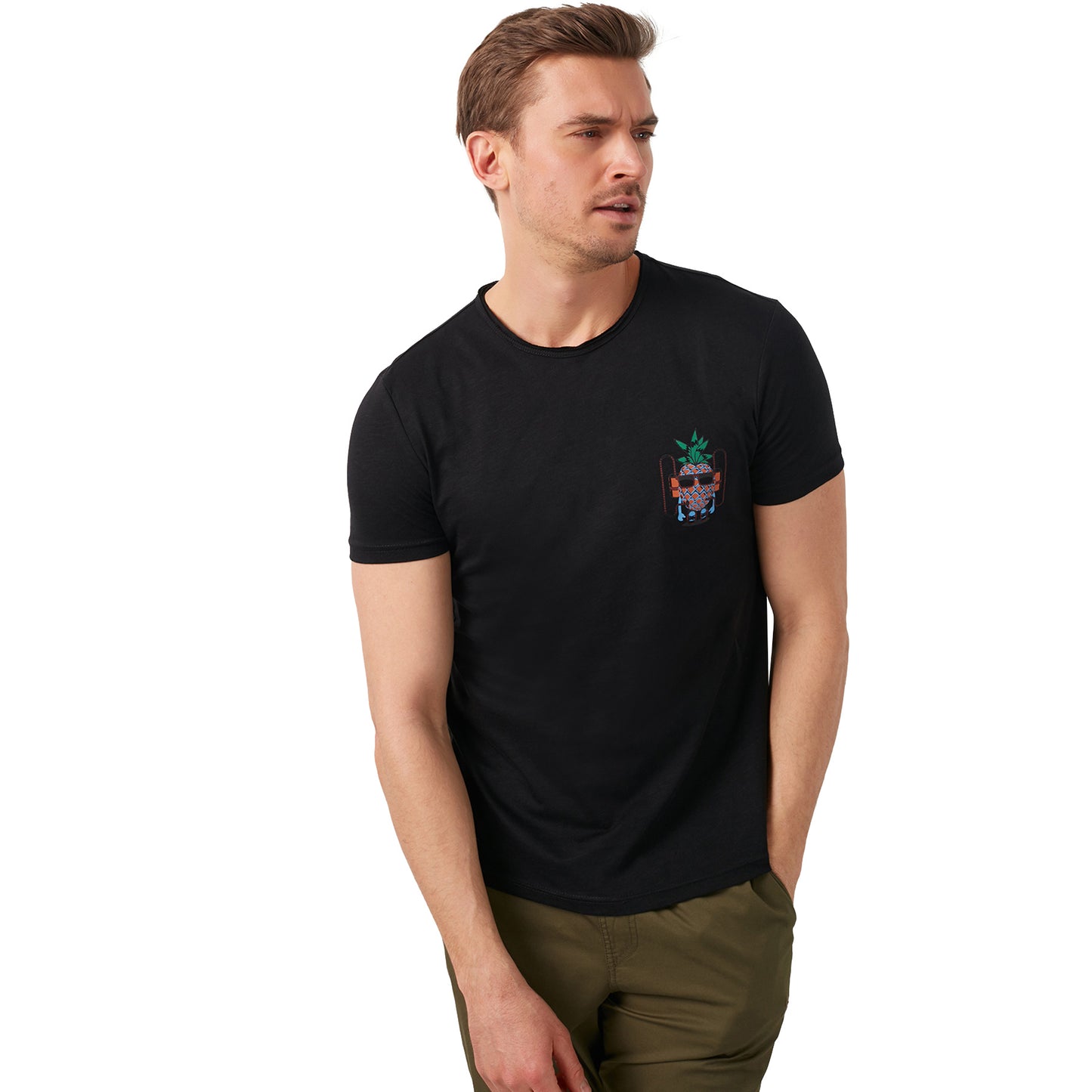 Buratti % 100 Pamuklu Baskılı Bisiklet Yaka Erkek T Shirt 5902264 SİYAH