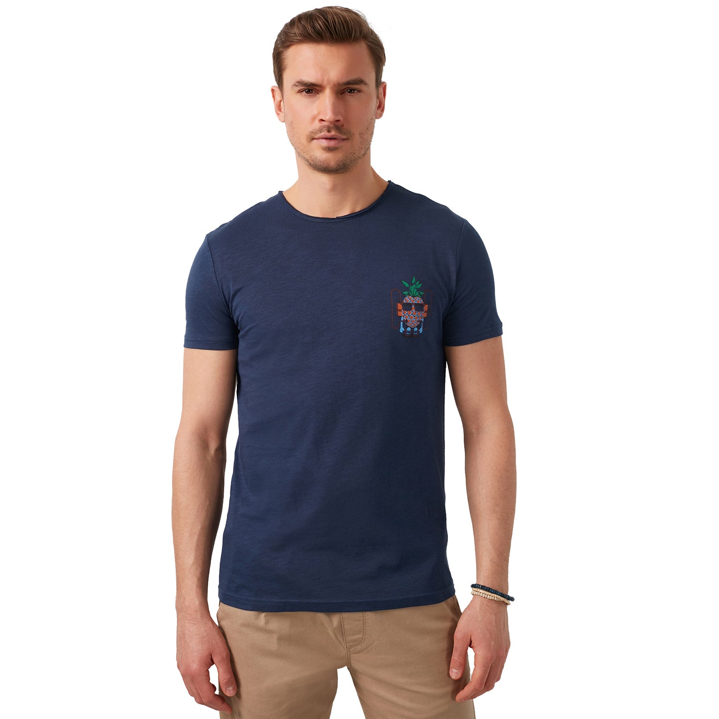 Buratti % 100 Pamuklu Baskılı Bisiklet Yaka Erkek T Shirt 5902264 İNDİGO