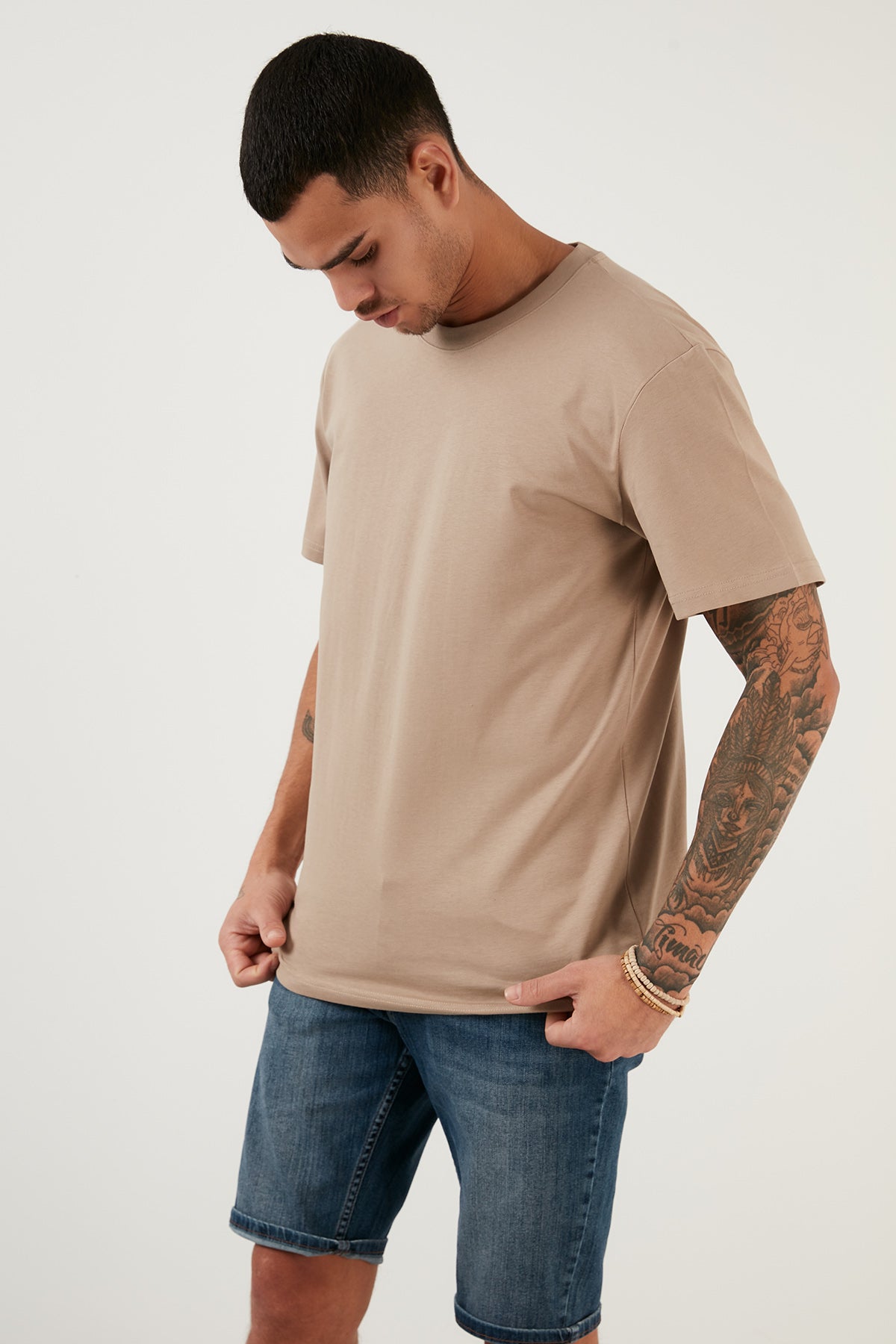 Buratti Regular Fit Bisiklet Yaka Pamuklu Basic Erkek T Shirt 5902271 VİZON