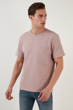 Buratti Bisiklet Yaka Tek Cepli Pamuklu Oversize Erkek T Shirt 5902305 PUDRA