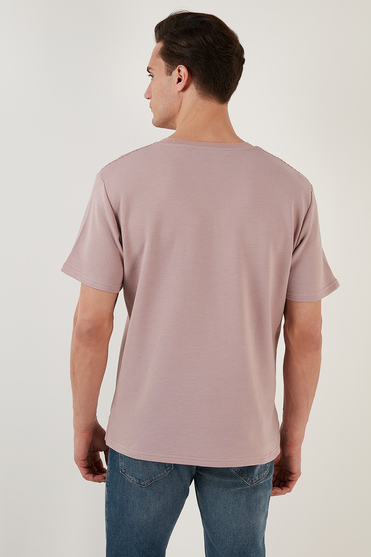 Buratti Bisiklet Yaka Tek Cepli Pamuklu Oversize Erkek T Shirt 5902305 PUDRA