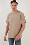 Buratti Bisiklet Yaka Tek Cepli Pamuklu Oversize Erkek T Shirt 5902305 SAFARİ