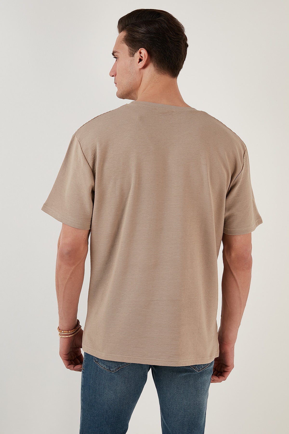 Buratti Bisiklet Yaka Tek Cepli Pamuklu Oversize Erkek T Shirt 5902305 SAFARİ