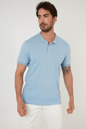 Buratti Regular Fit Düğmeli % 100 Pamuklu Erkek Polo T Shirt 5902325 BEBE MAVİ