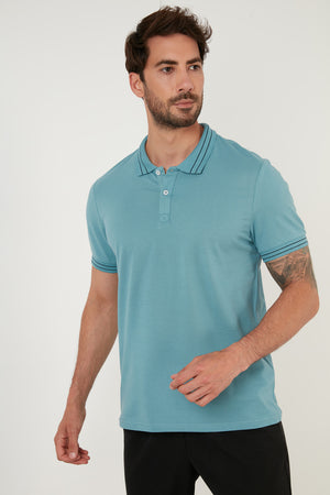 Buratti Regular Fit Düğmeli % 100 Pamuklu Erkek Polo Yaka T Shirt 5902325 AÇIK MAVİ