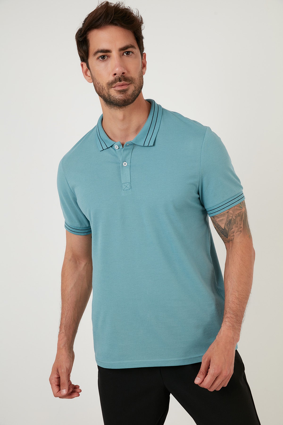 Buratti Regular Fit Düğmeli % 100 Pamuklu Erkek Polo Yaka T Shirt 5902325 AÇIK MAVİ