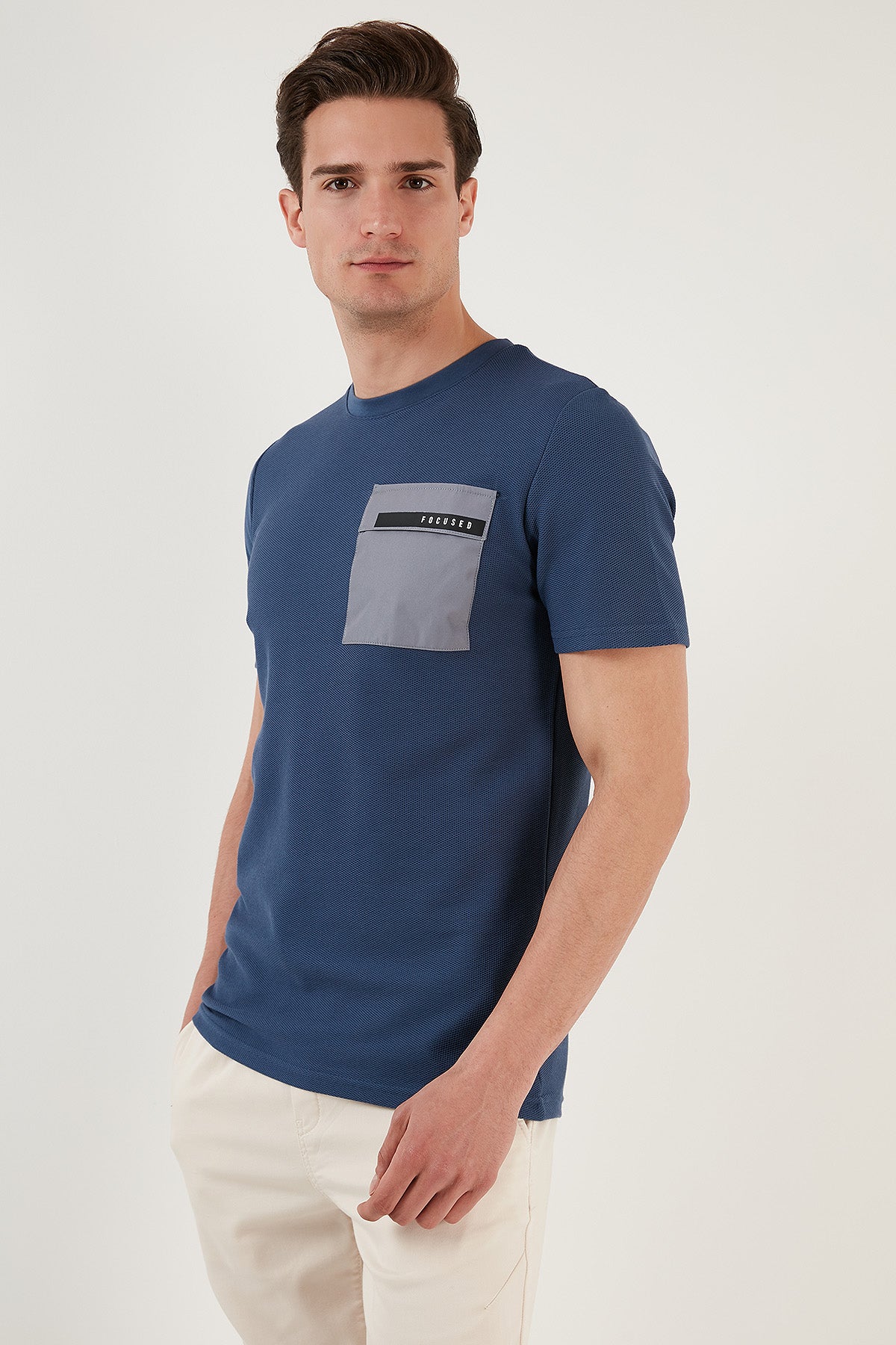 Buratti Baskılı Slim Fit Bisiklet Yaka Pamuklu Erkek T Shirt 5902351 İNDİGO