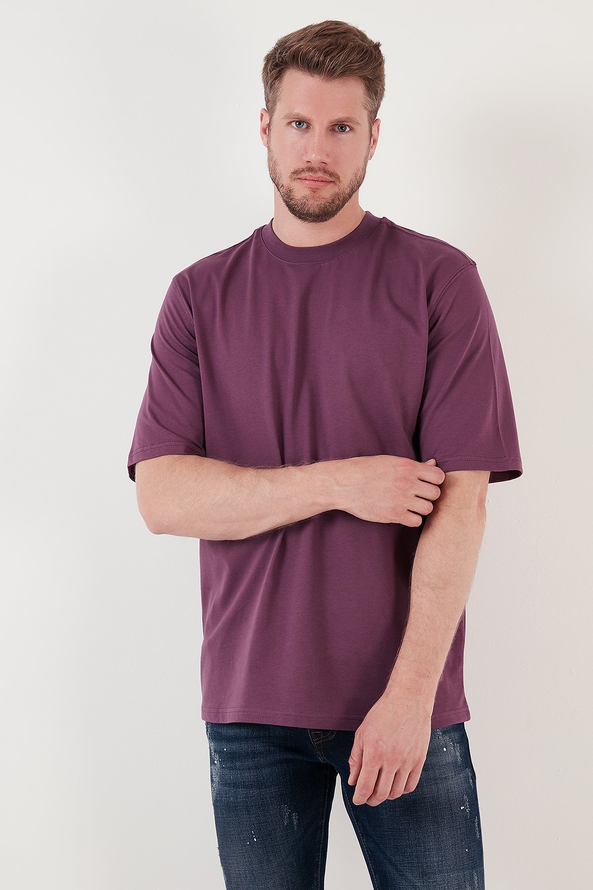 Buratti Pamuklu Oversize Bisiklet Yaka Basic Erkek T Shirt 5902365 MÜRDÜM