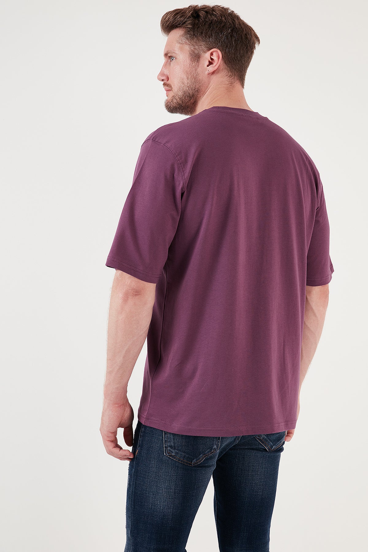 Buratti Pamuklu Oversize Bisiklet Yaka Basic Erkek T Shirt 5902365 MÜRDÜM