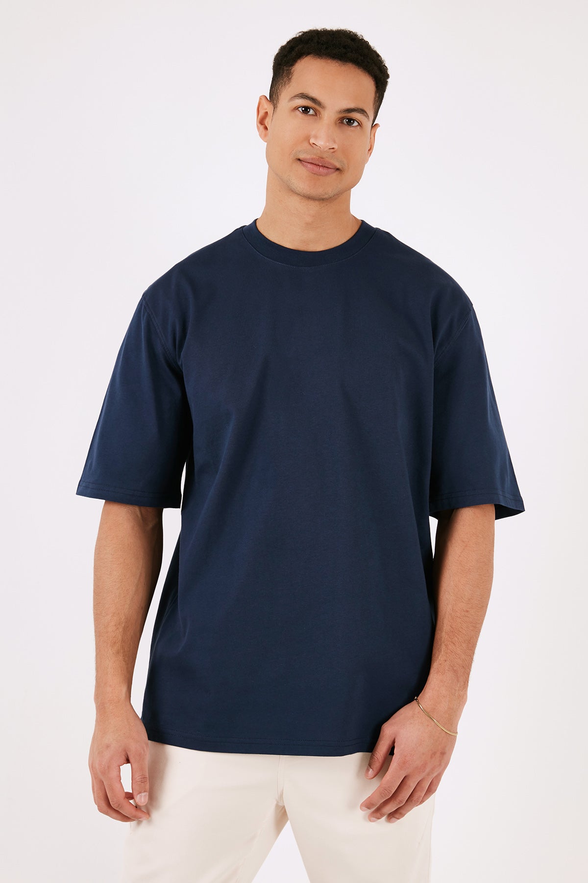 Buratti Pamuklu Oversize Bisiklet Yaka Basic Erkek T Shirt 5902365 İNDİGO