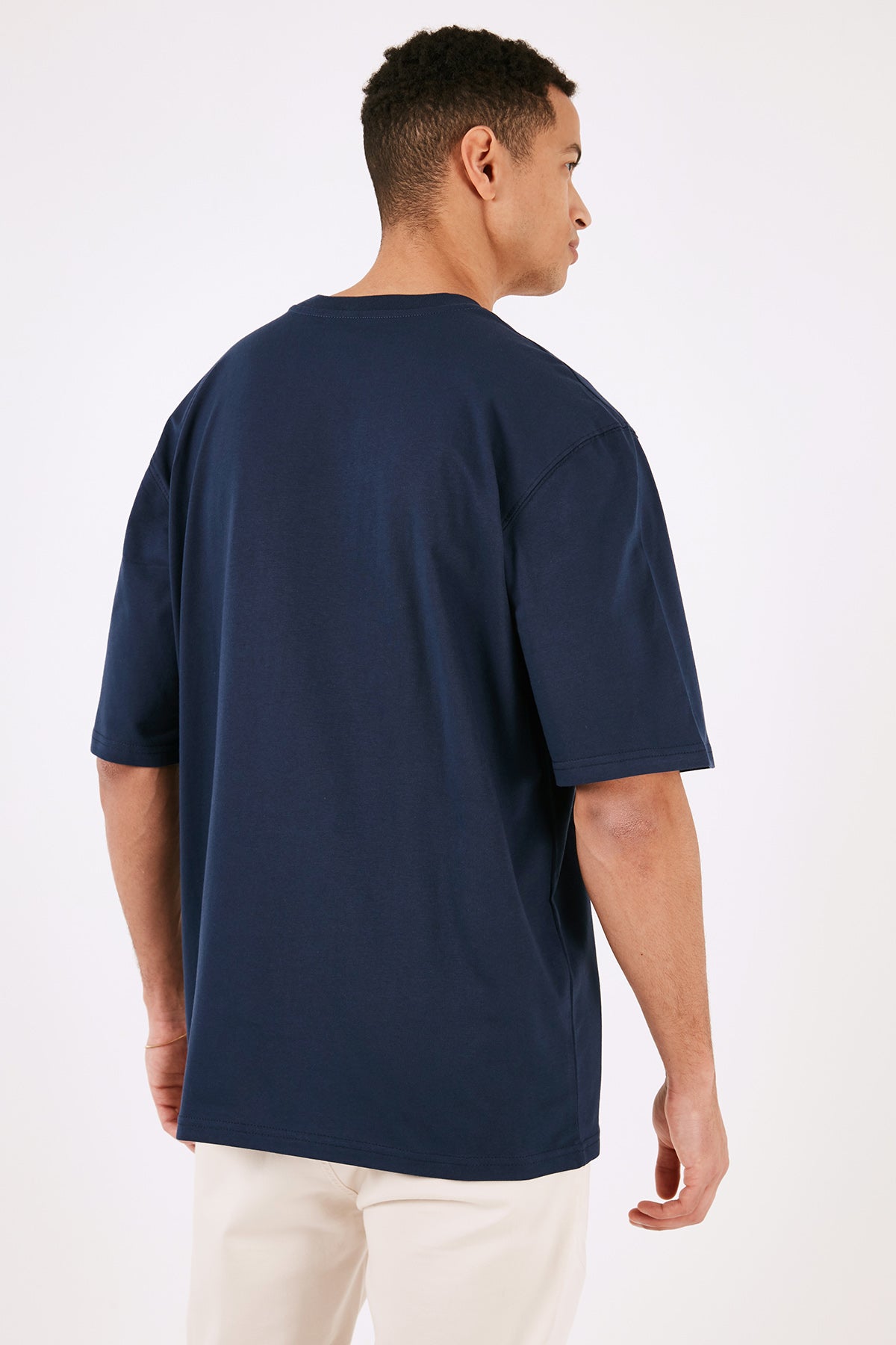 Buratti Pamuklu Oversize Bisiklet Yaka Basic Erkek T Shirt 5902365 İNDİGO