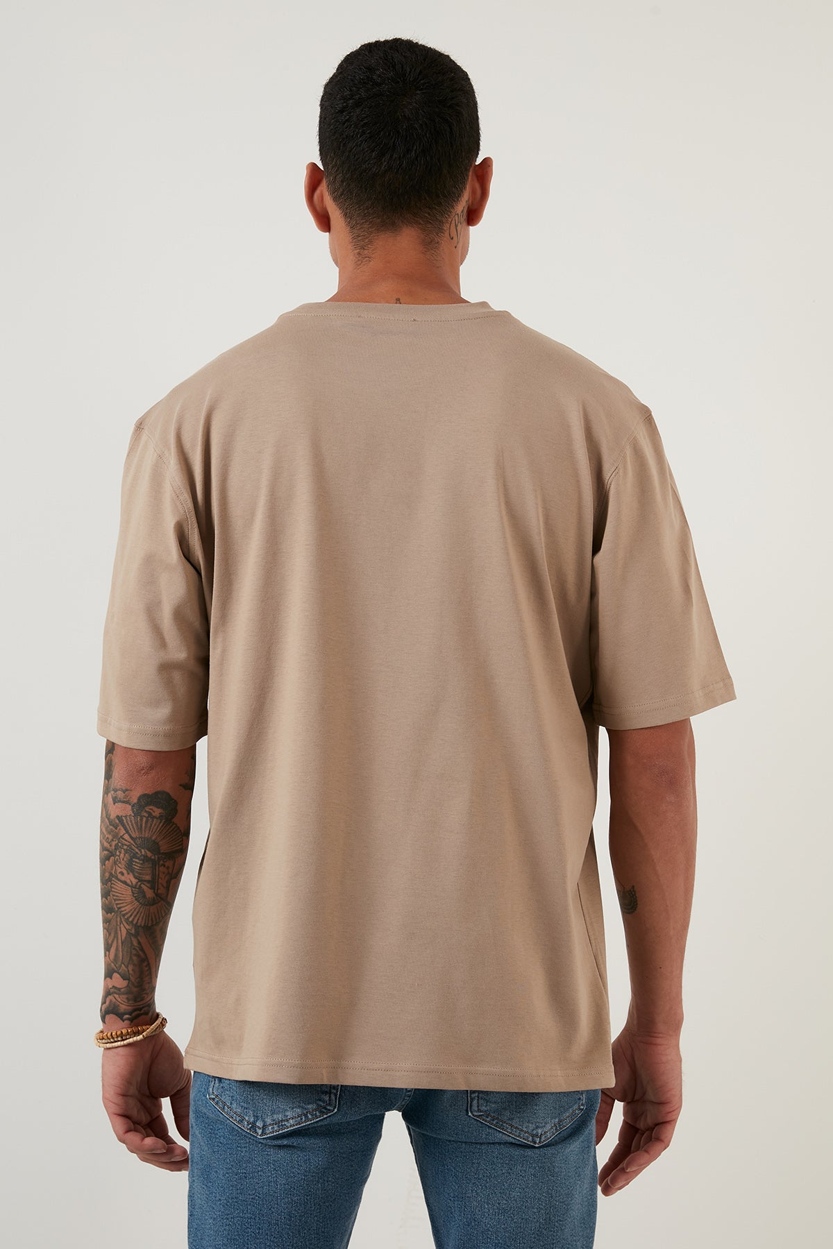 Buratti Pamuklu Oversize Bisiklet Yaka Basic Erkek T Shirt 5902365 VİZON