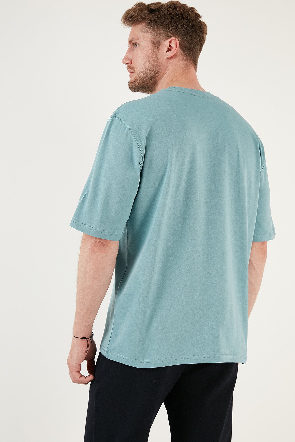 Buratti Pamuklu Oversize Bisiklet Yaka Basic Erkek T Shirt 5902365 MAVİ