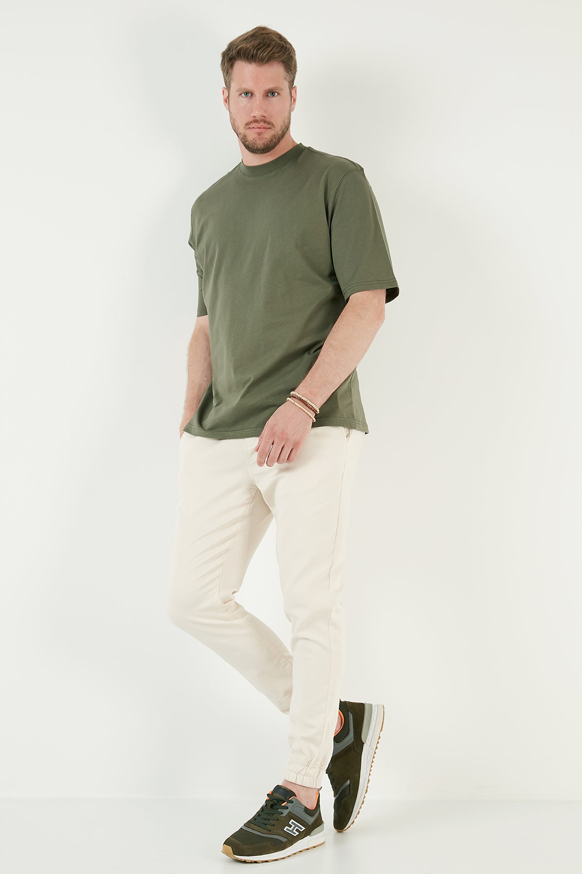 Buratti Pamuklu Oversize Bisiklet Yaka Basic Erkek T Shirt 5902365 HAKİ