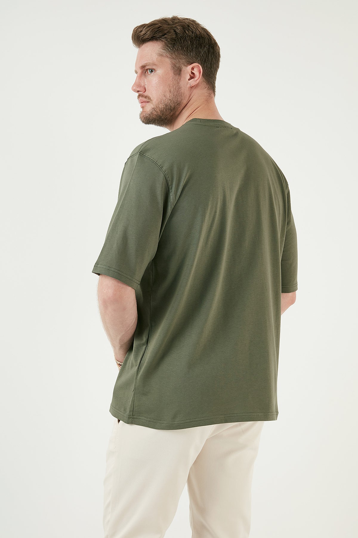 Buratti Pamuklu Oversize Bisiklet Yaka Basic Erkek T Shirt 5902365 HAKİ