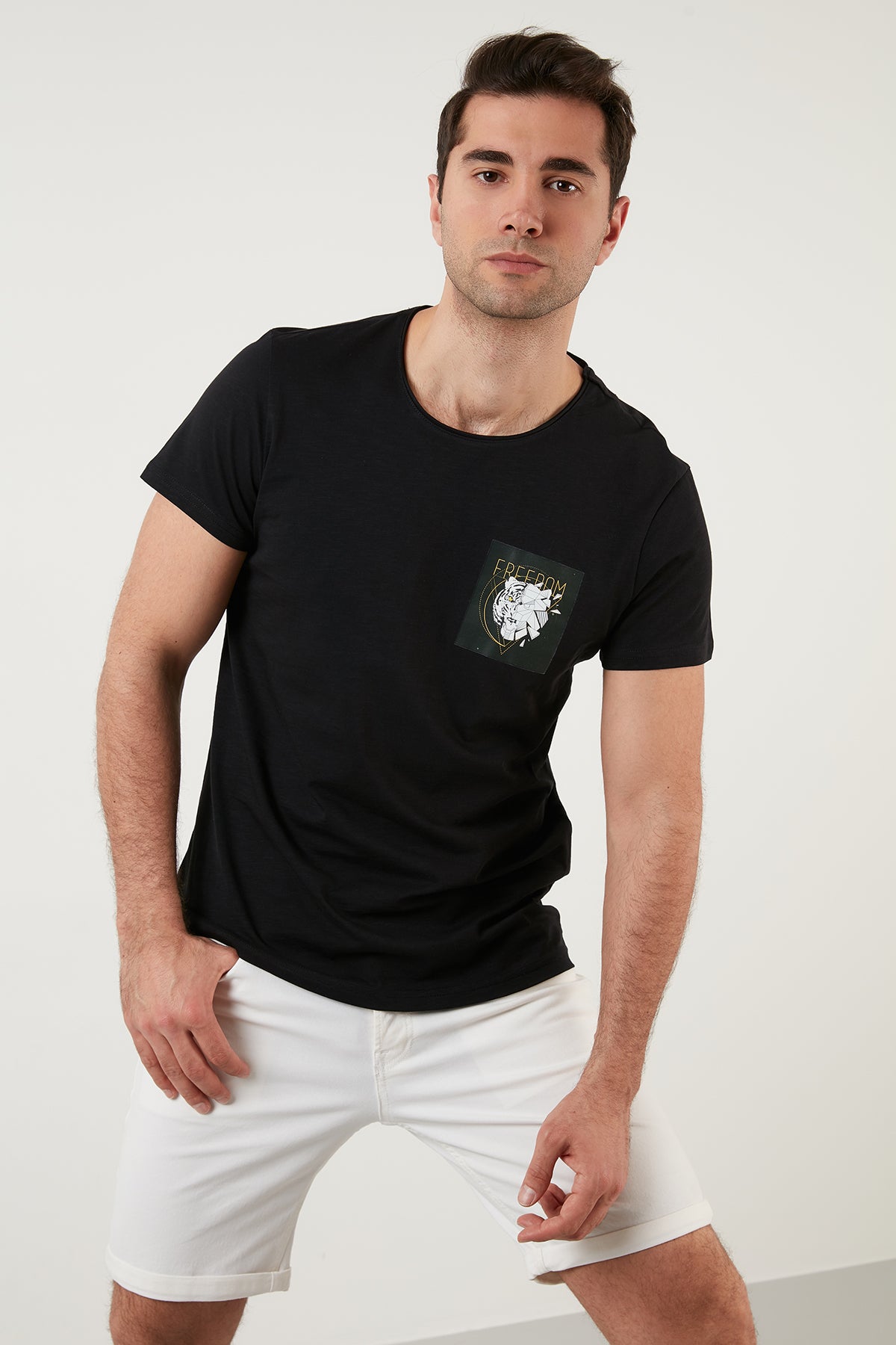 Buratti Slim Fit Baskılı Bisiklet Yaka % 100 Pamuk Erkek T Shirt 5902376 SİYAH