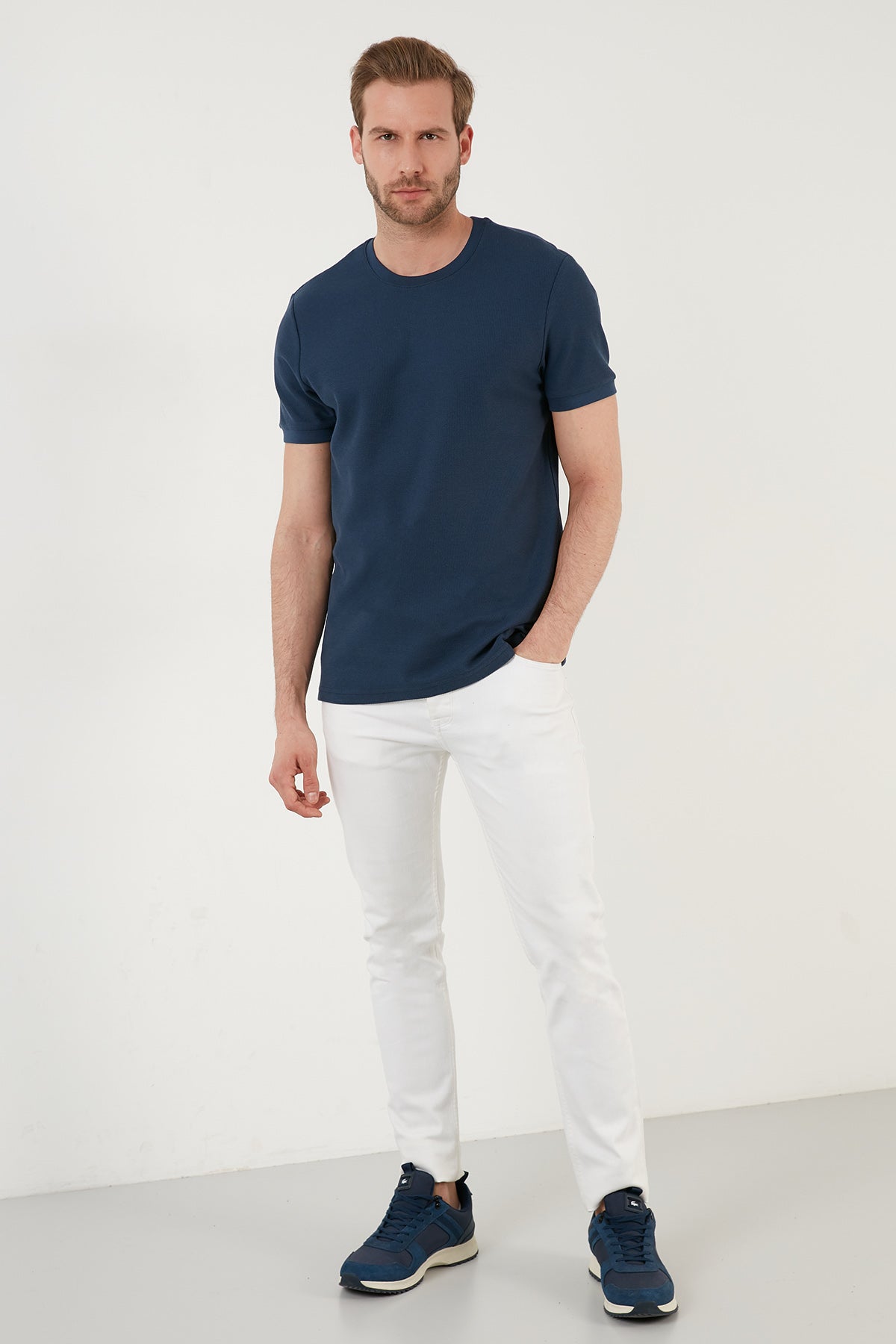 Buratti Pamuklu Bisiklet Yaka Basic Erkek T Shirt 5902387 İNDİGO