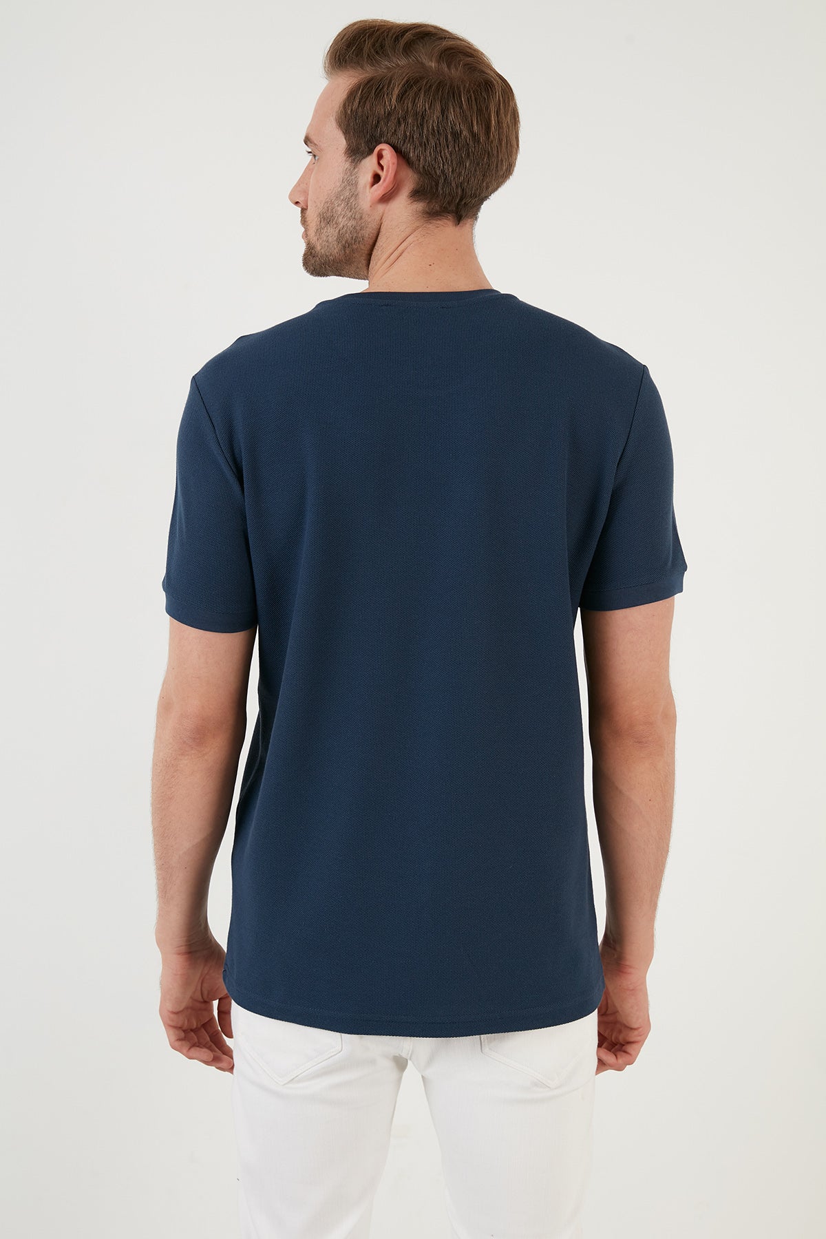 Buratti Pamuklu Bisiklet Yaka Basic Erkek T Shirt 5902387 İNDİGO