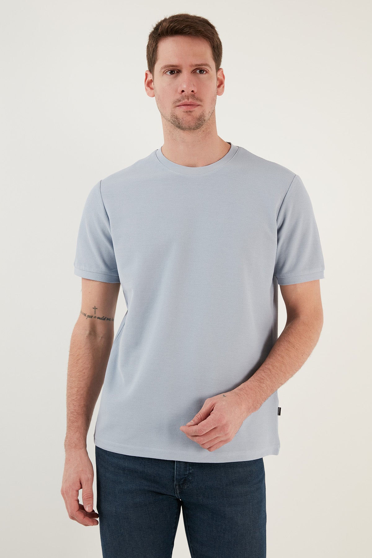 Buratti Pamuklu Bisiklet Yaka Basic Erkek T Shirt 5902387 AÇIK GRİ