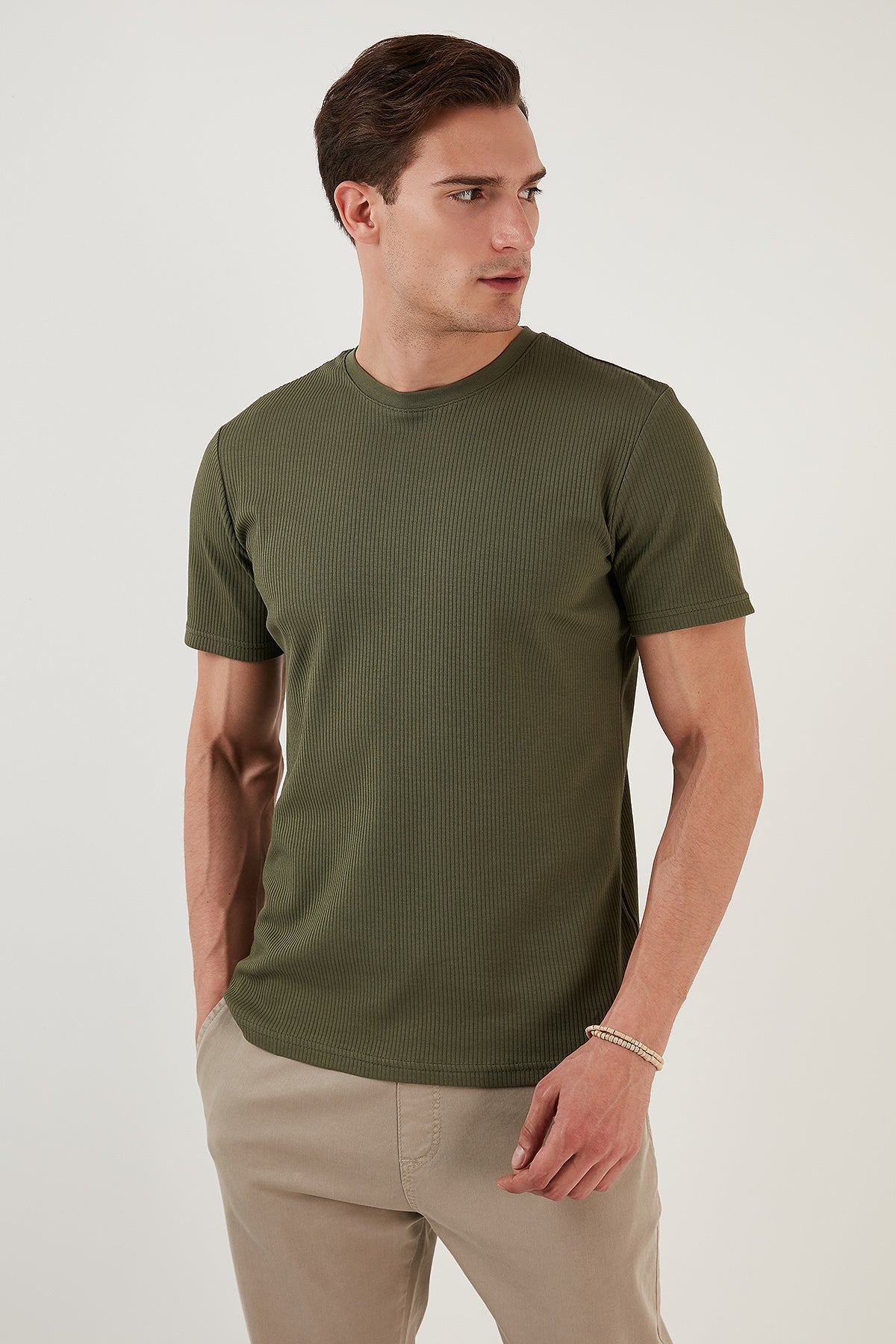 Buratti % 100 Pamuk Regular Fit Bisiklet Yaka Erkek T Shirt 5902407 HAKİ