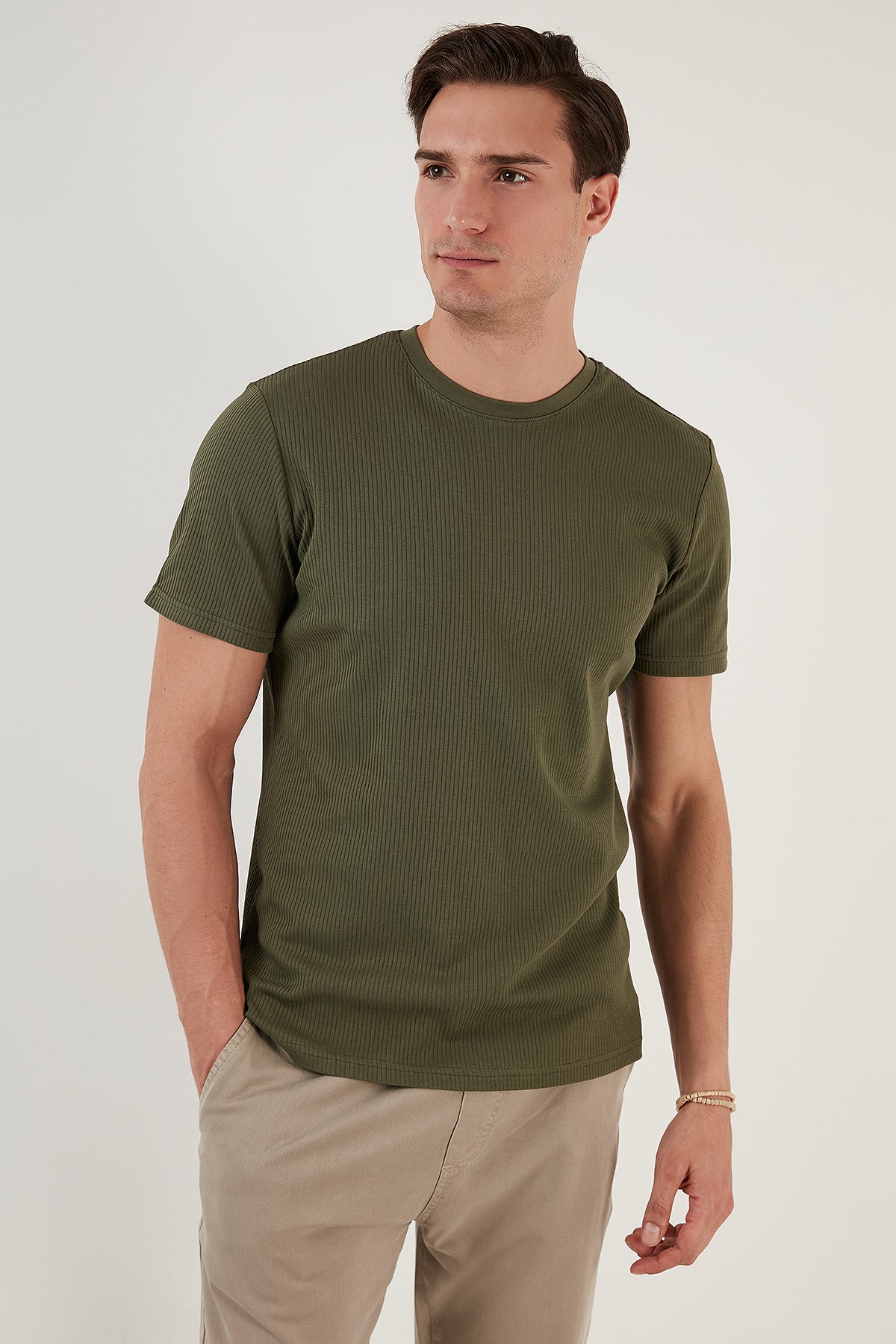 Buratti % 100 Pamuk Regular Fit Bisiklet Yaka Erkek T Shirt 5902407 HAKİ