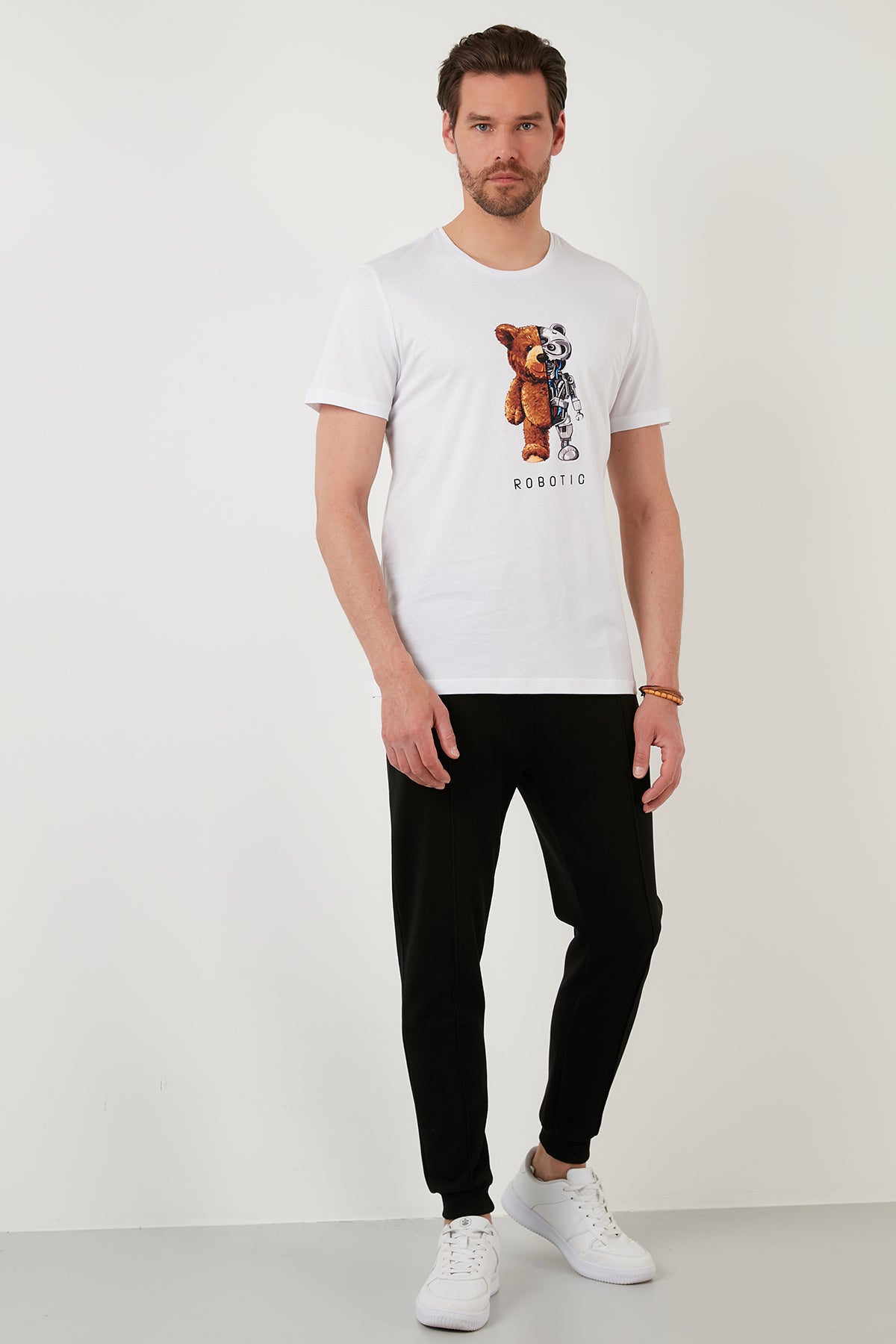 Buratti Baskılı Slim Fit Bisiklet Yaka % 100 Pamuk Erkek T Shirt 5902419 BEYAZ