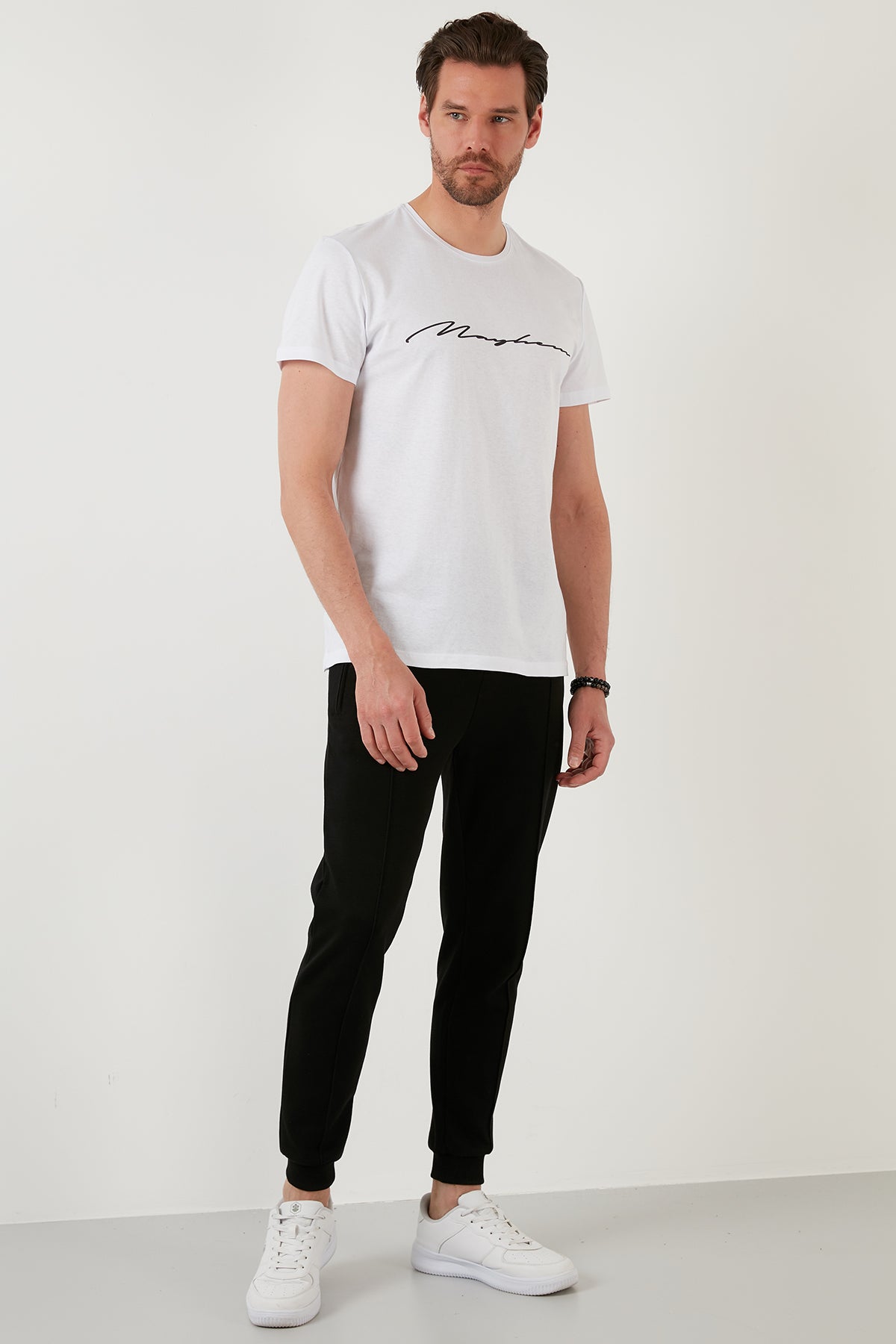 Buratti Baskılı Slim Fit Bisiklet Yaka % 100 Pamuk Erkek T Shirt 5902420 BEYAZ