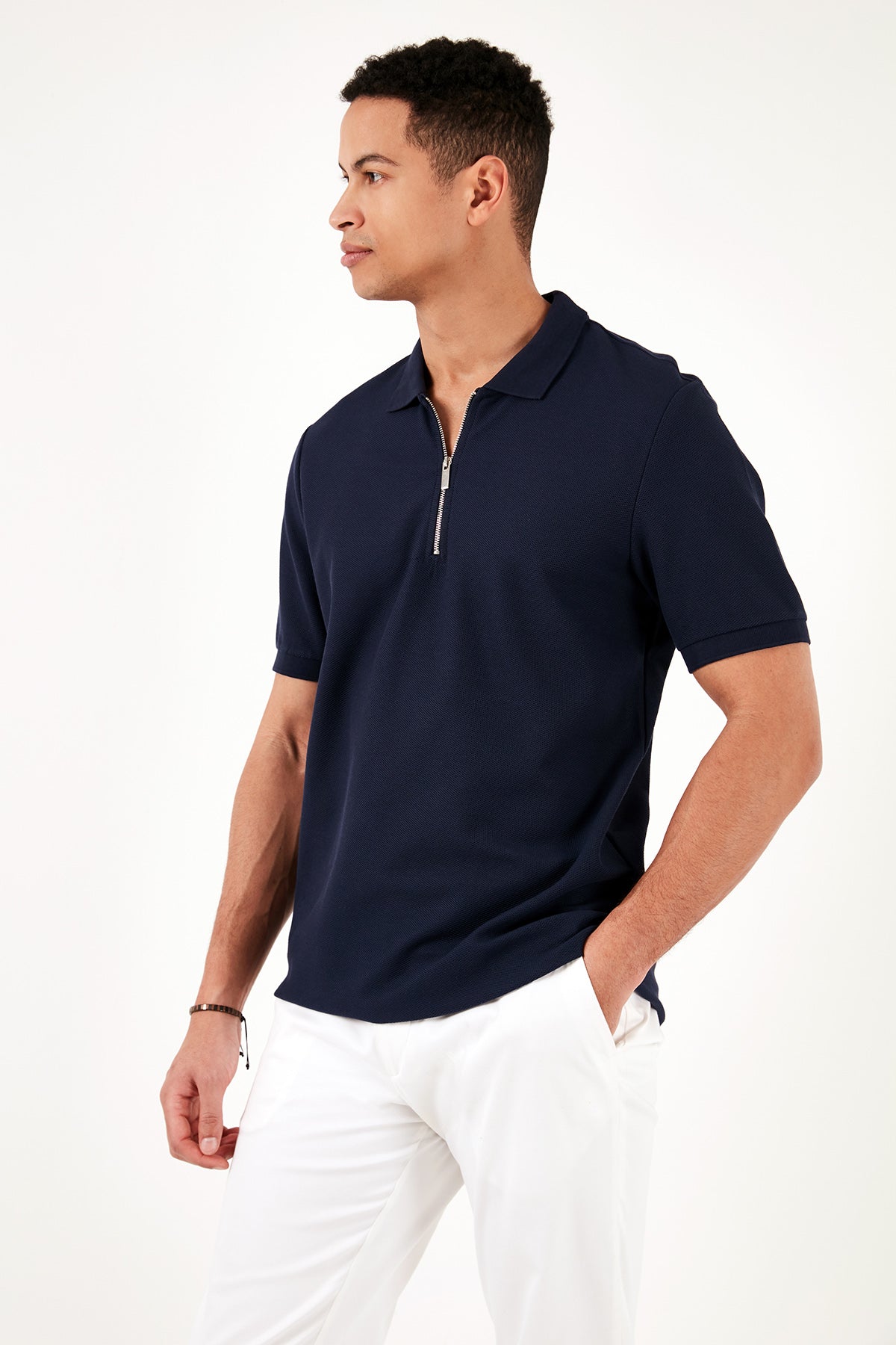 Buratti Pamuklu Regular Fit Fermuarlı Erkek Polo Yaka T Shirt 5902434 İNDİGO