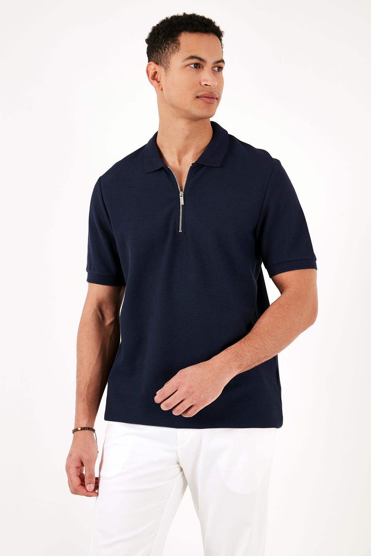 Buratti Pamuklu Regular Fit Fermuarlı Erkek Polo Yaka T Shirt 5902434 İNDİGO