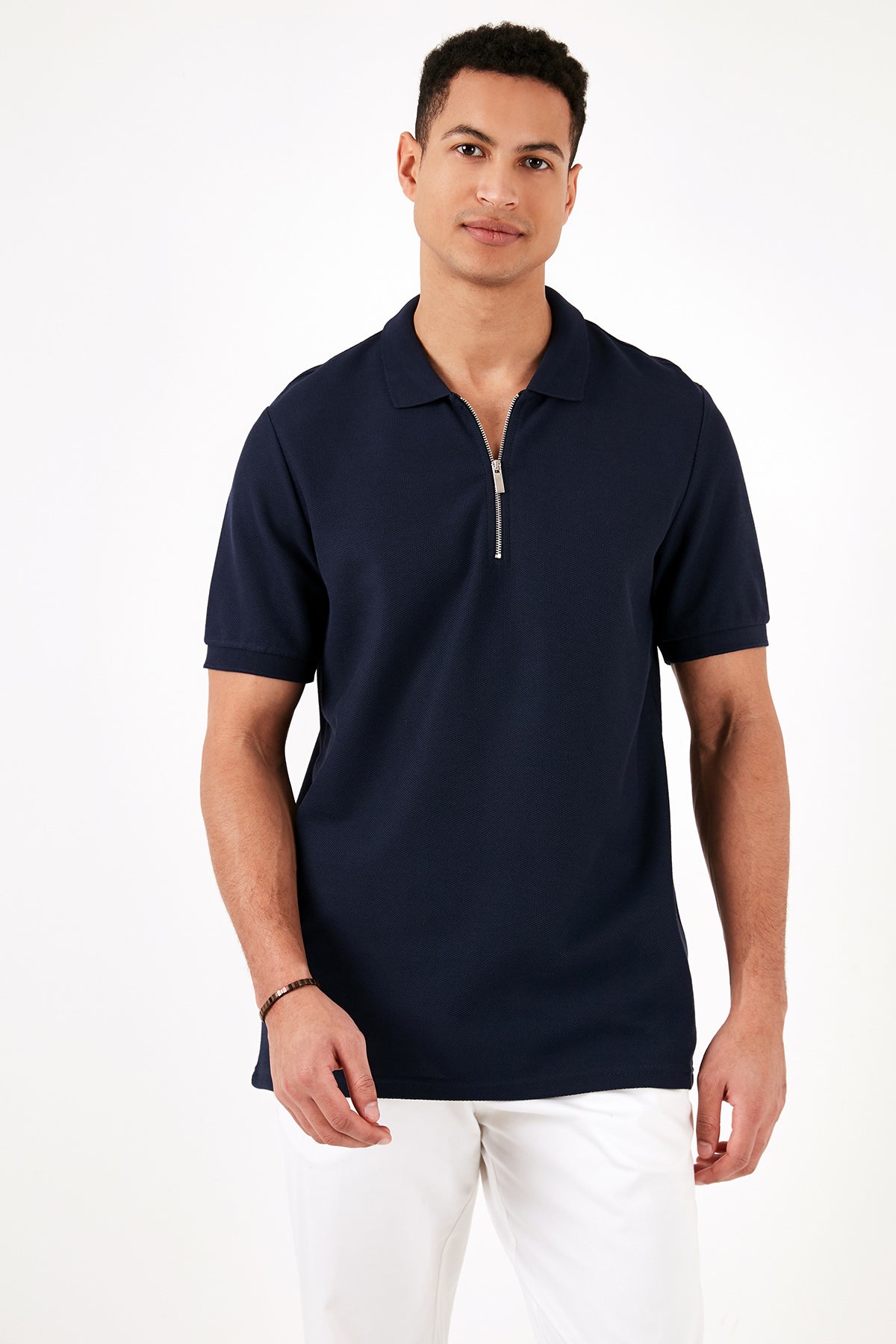 Buratti Pamuklu Regular Fit Fermuarlı Erkek Polo Yaka T Shirt 5902434 İNDİGO