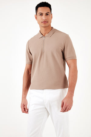 Buratti Pamuklu Regular Fit Fermuarlı Erkek Polo Yaka T Shirt 5902434 VİZON